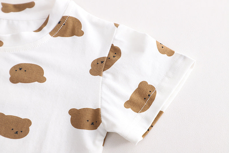 Bear Short Sleeve Strap Kids Clothes