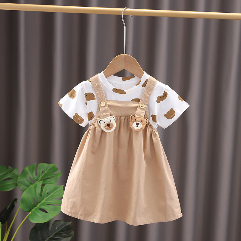 Bear Short Sleeve Strap Kids Clothes