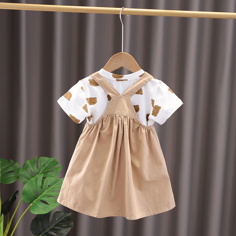Bear Short Sleeve Strap Kids Clothes