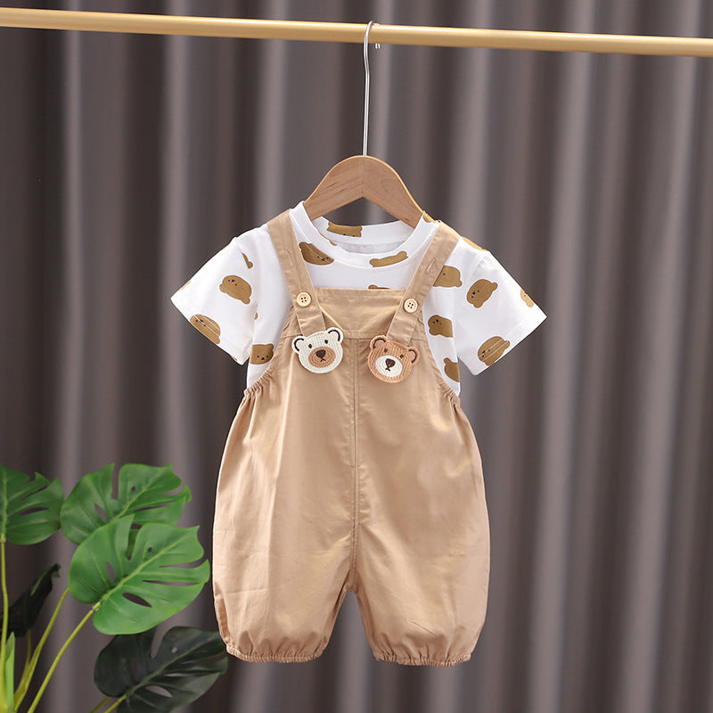 Bear Short Sleeve Strap Kids Clothes
