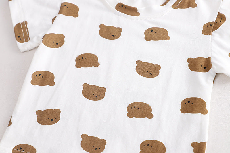 Bear Short Sleeve Strap Kids Clothes
